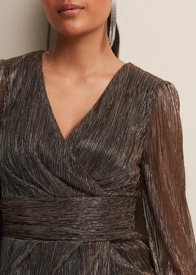 Petite Brielle Bronze Shimmer Maxi Dress Bronze Women Phase Eight Dresses