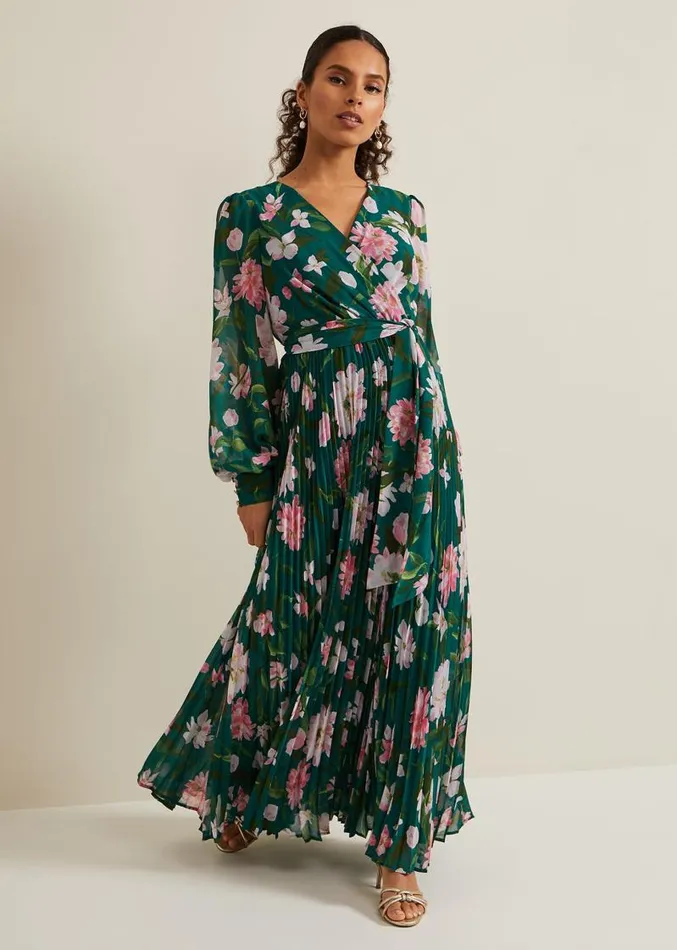 Petite Rosa Floral Pleat Maxi Dress Multicoloured Women Phase Eight Dresses