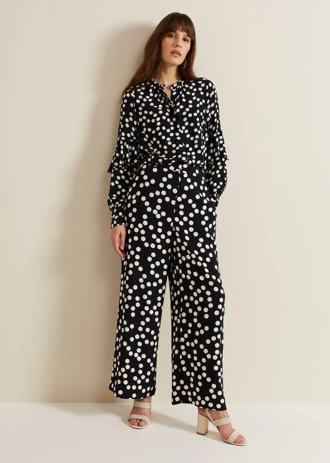 Peyton Polka Dot Frill Blouse Navy Women Phase Eight Shirts and Blouses