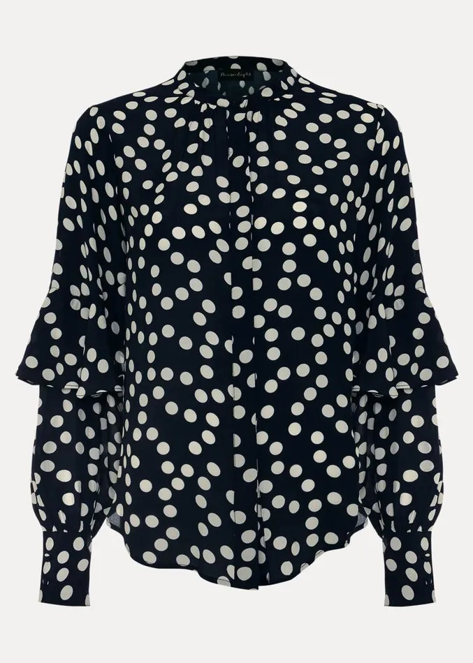 Peyton Polka Dot Frill Blouse Navy Women Phase Eight Shirts and Blouses
