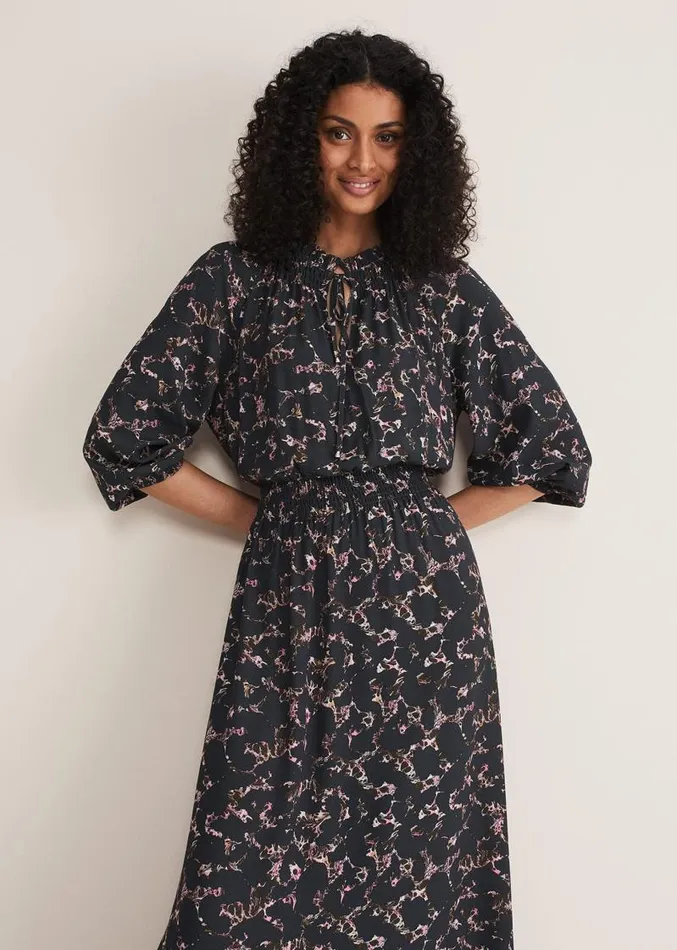 Phillipa Marble Print Midaxi Dress Carbonmulti Women Phase Eight Dresses