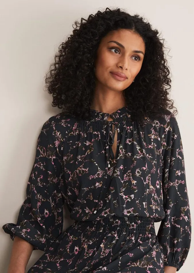 Phillipa Marble Print Midaxi Dress Carbonmulti Women Phase Eight Dresses