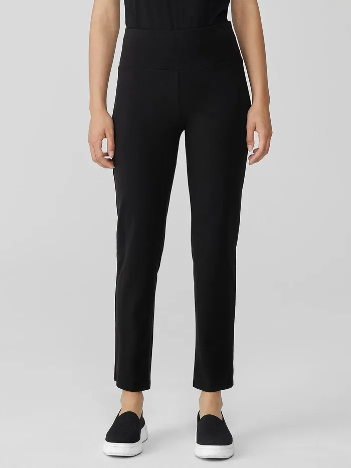 Pima Cotton Stretch Jersey HighWaisted Pant Black Women Eileen Fisher Pants Shorts and Jumpsuits