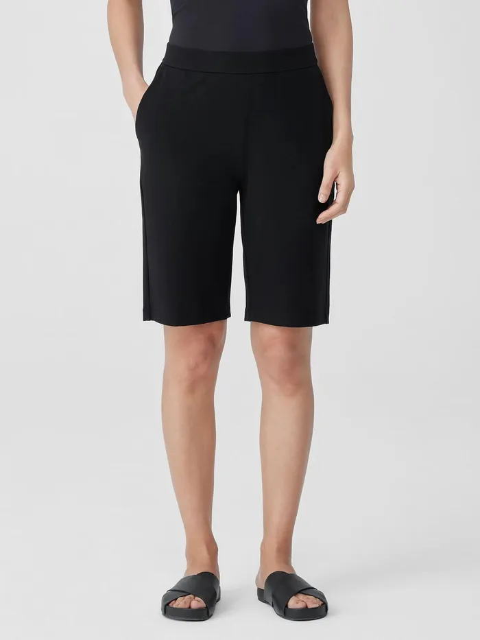 Pima Cotton Stretch Jersey Walking Shorts Black Women Eileen Fisher Pants Shorts and Jumpsuits