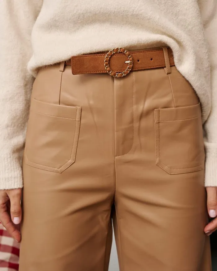 Polin Et Moi Arna Faux Leather Trousers Camel Women Trousers Polin Et Moi Arna Faux Leather Trousers Camel Women Trousers