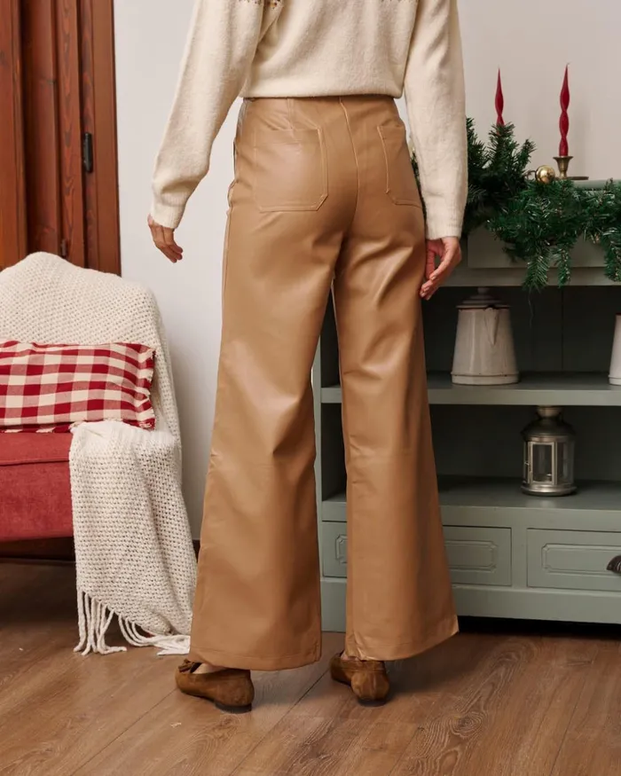 Polin Et Moi Arna Faux Leather Trousers Camel Women Trousers Polin Et Moi Arna Faux Leather Trousers Camel Women Trousers