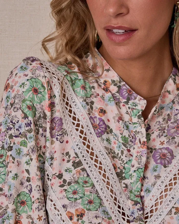 Polin Et Moi Blouse Flowers Pili Lilac Women Blouses And Shirts Polin Et Moi Blouse Flowers Pili Lilac Women Blouses And Shirts
