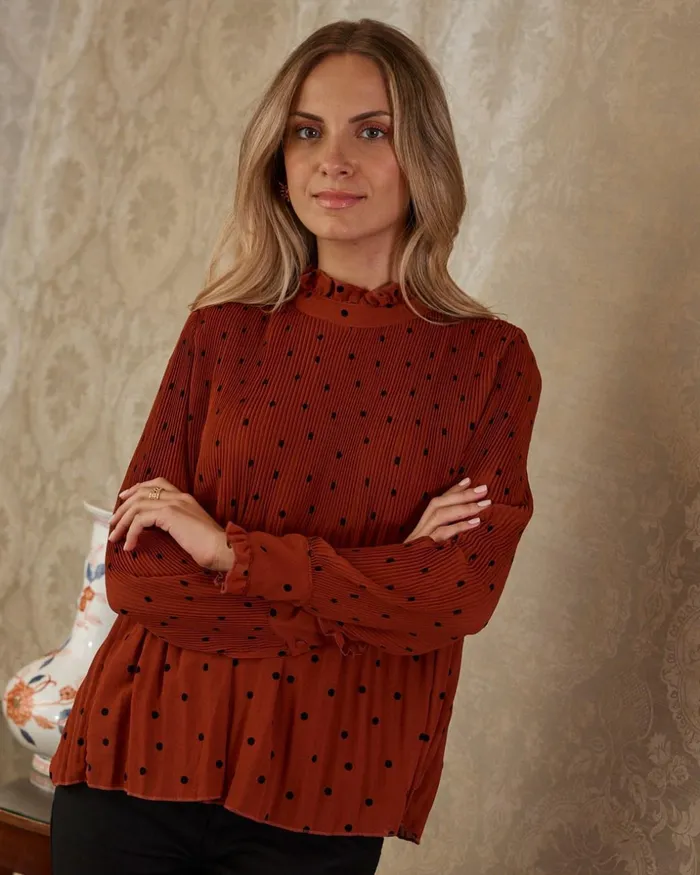 Polin Et Moi Carmen Polka Dot Blouse Terracotta Women Blouses And Shirts Polin Et Moi Carmen Polka Dot Blouse Terracotta Women Blouses And Shirts