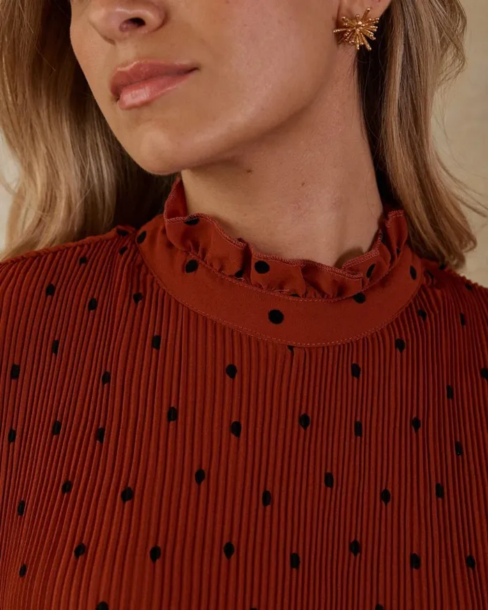 Polin Et Moi Carmen Polka Dot Blouse Terracotta Women Blouses And Shirts Polin Et Moi Carmen Polka Dot Blouse Terracotta Women Blouses And Shirts