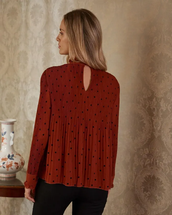 Polin Et Moi Carmen Polka Dot Blouse Terracotta Women Blouses And Shirts Polin Et Moi Carmen Polka Dot Blouse Terracotta Women Blouses And Shirts