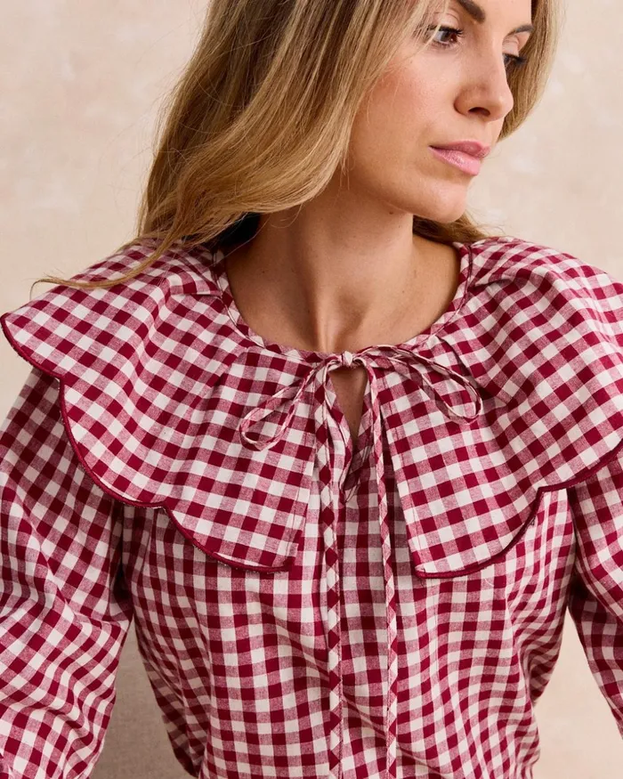 Polin Et Moi Cayetana Vichy Blouse Bordeaux Women Blouses And Shirts Polin Et Moi Cayetana Vichy Blouse Bordeaux Women Blouses And Shirts