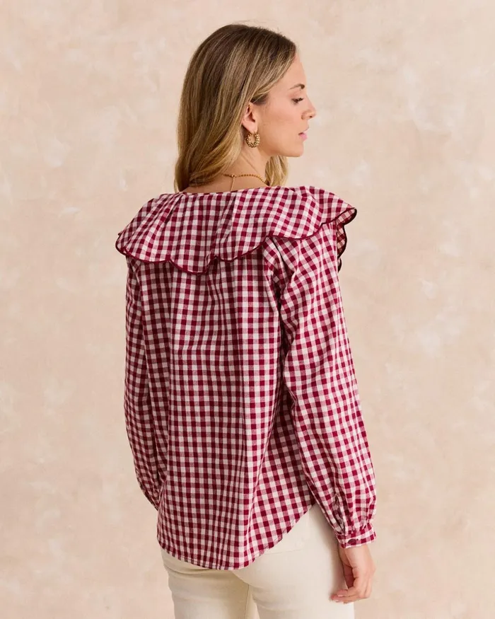 Polin Et Moi Cayetana Vichy Blouse Bordeaux Women Blouses And Shirts Polin Et Moi Cayetana Vichy Blouse Bordeaux Women Blouses And Shirts