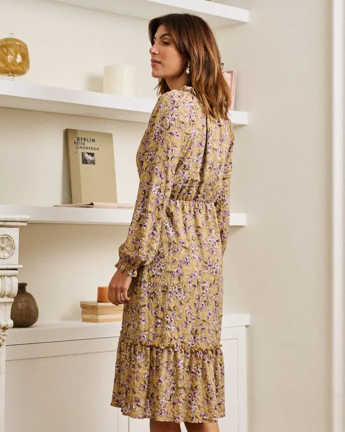 Polin Et Moi Ciela Flowers Dress Beige Women Dresses And Jumpsuits