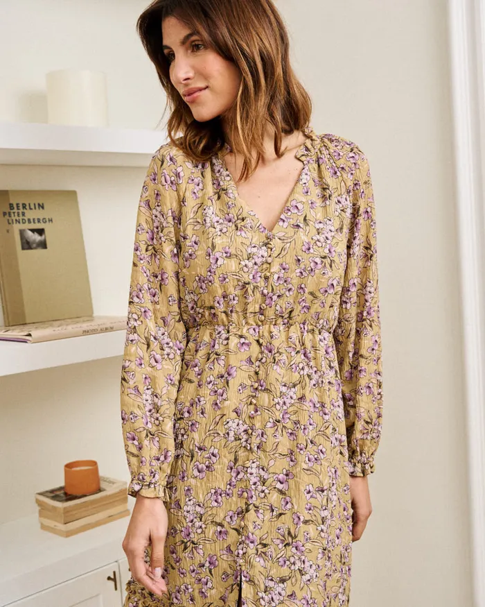 Polin Et Moi Ciela Flowers Dress Beige Women Dresses And Jumpsuits