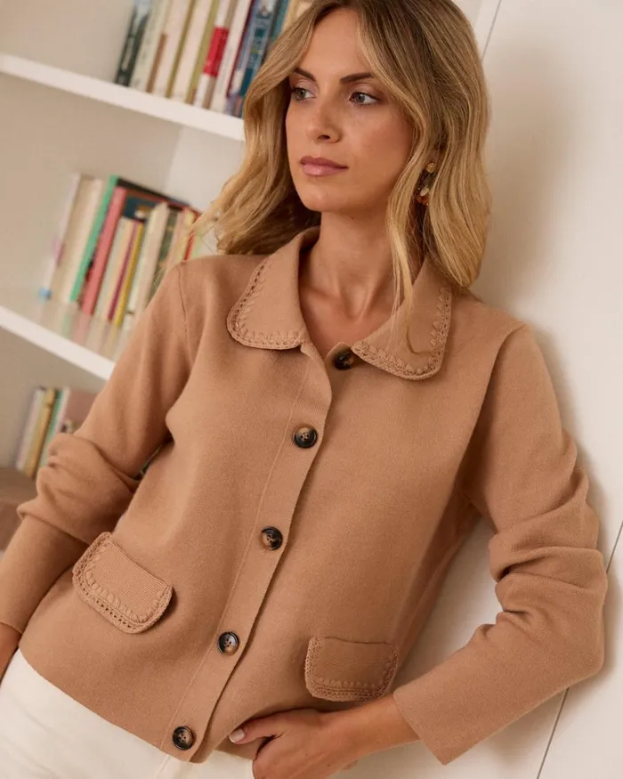 Polin Et Moi Cornelia Knitted Jacket Camel Women Blazer And Jackets