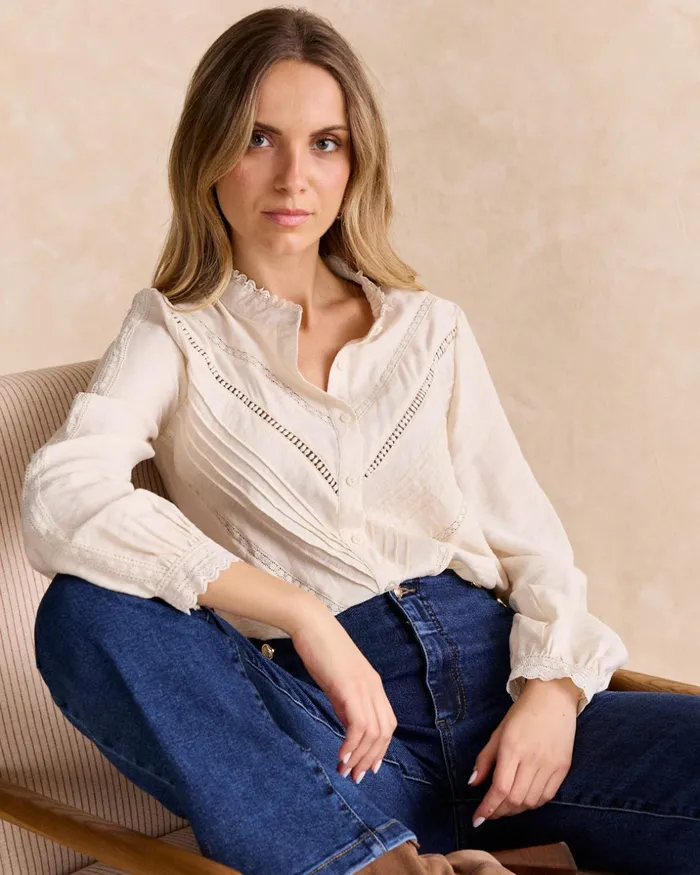 Polin Et Moi Estela Embroidered Shirt White Women Blouses And Shirts