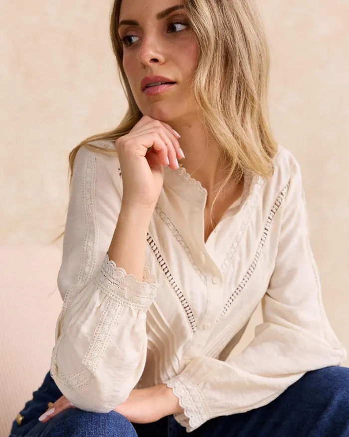 Polin Et Moi Estela Embroidered Shirt White Women Blouses And Shirts