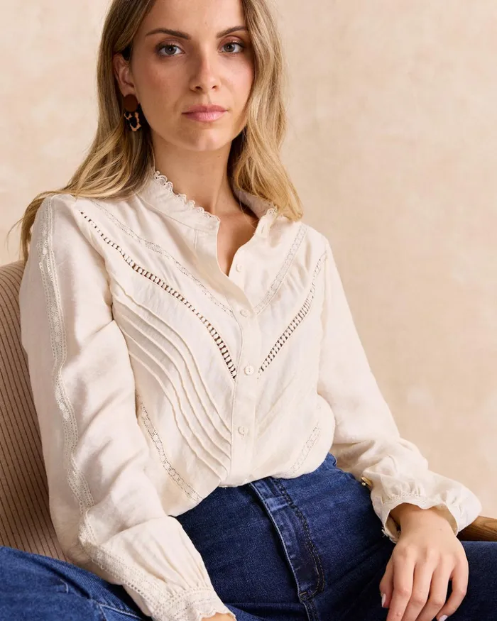 Polin Et Moi Estela Embroidered Shirt White Women Blouses And Shirts