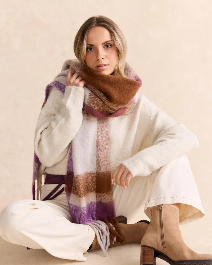 Polin Et Moi Garda Fringe Scarf Purple Women Hats And Scarves Polin Et Moi Garda Fringe Scarf Purple Women Hats And Scarves