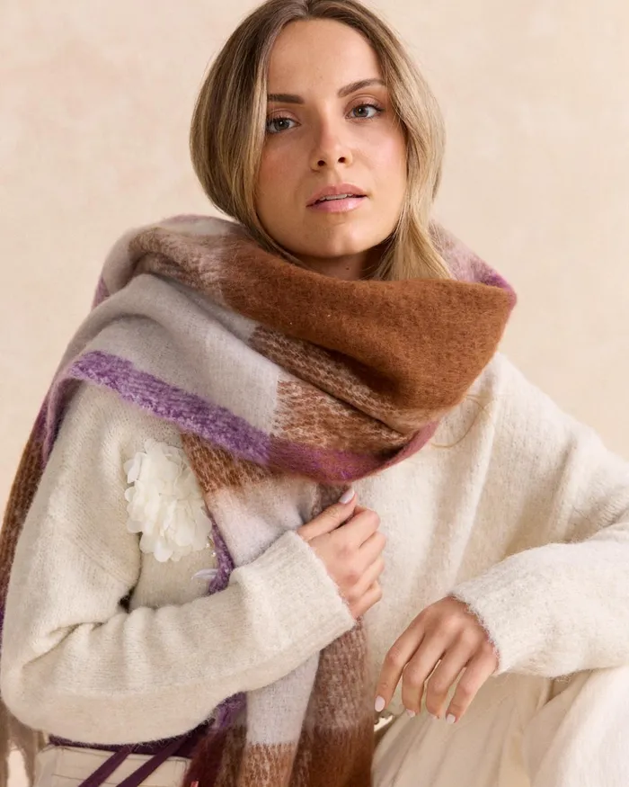 Polin Et Moi Garda Fringe Scarf Purple Women Hats And Scarves Polin Et Moi Garda Fringe Scarf Purple Women Hats And Scarves