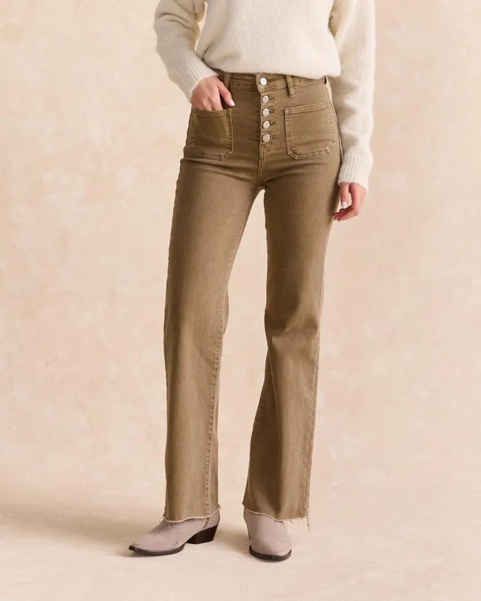 Polin Et Moi Grace Button Pants Camel Women Trousers