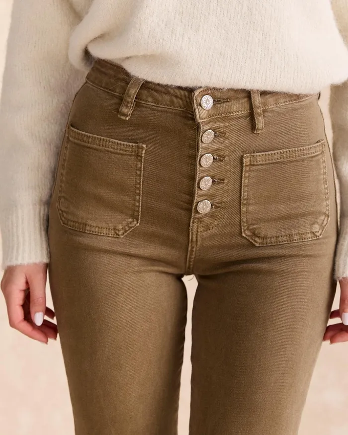 Polin Et Moi Grace Button Pants Camel Women Trousers Polin Et Moi Grace Button Pants Camel Women Trousers