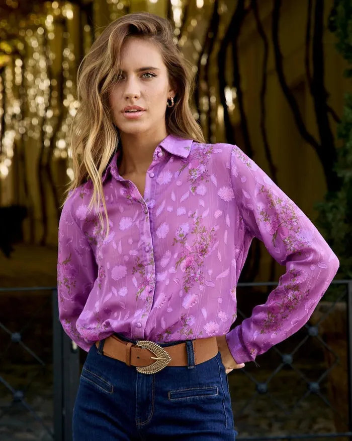 Polin Et Moi Leontine Ruffled Blouse Lilac Women Blouses And Shirts