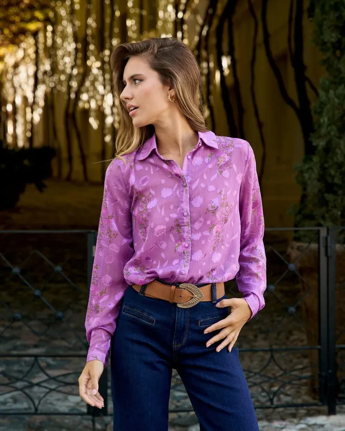 Polin Et Moi Leontine Ruffled Blouse Lilac Women Blouses And Shirts Polin Et Moi Leontine Ruffled Blouse Lilac Women Blouses And Shirts