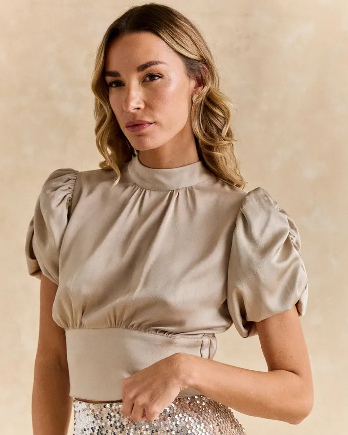 Polin Et Moi Marnia Satin Top Silver Women TShirts And Tops Polin Et Moi Marnia Satin Top Silver Women TShirts And Tops