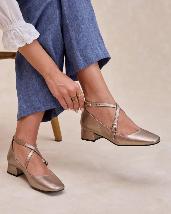 Polin Et Moi Mary Jane Tremina Crossing Gold Women Flats Polin Et Moi Mary Jane Tremina Crossing Gold Women Flats
