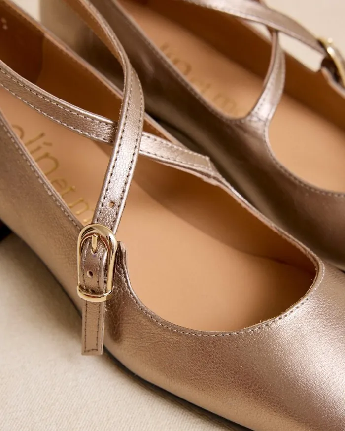 Polin Et Moi Mary Jane Tremina Crossing Gold Women Flats Polin Et Moi Mary Jane Tremina Crossing Gold Women Flats