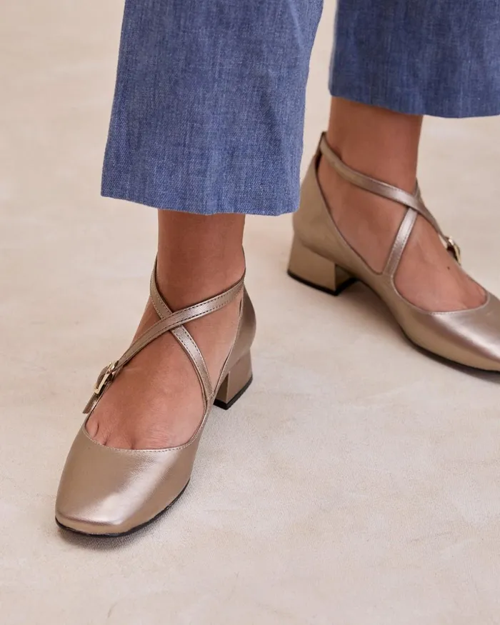Polin Et Moi Mary Jane Tremina Crossing Gold Women Flats Polin Et Moi Mary Jane Tremina Crossing Gold Women Flats