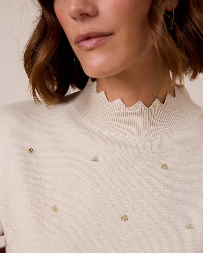 Polin Et Moi Sweater Fine Sequins Beige Women Cardigans And Sweaters Polin Et Moi Sweater Fine Sequins Beige Women Cardigans And Sweaters