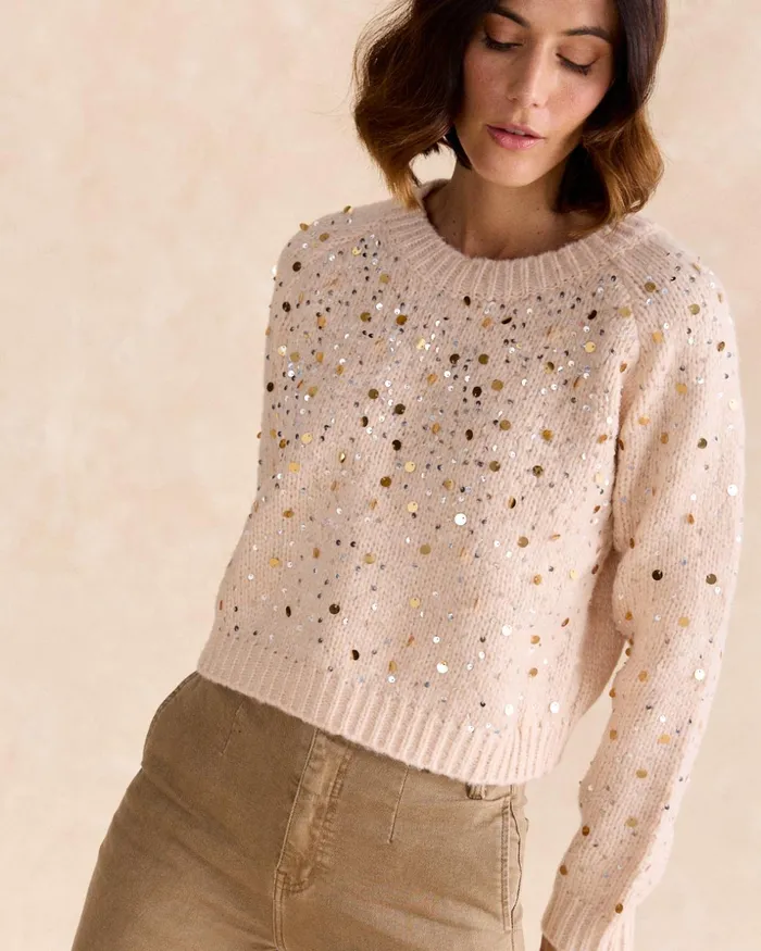 Polin Et Moi Sweater Oli Sequins Raw Women Cardigans And Sweaters