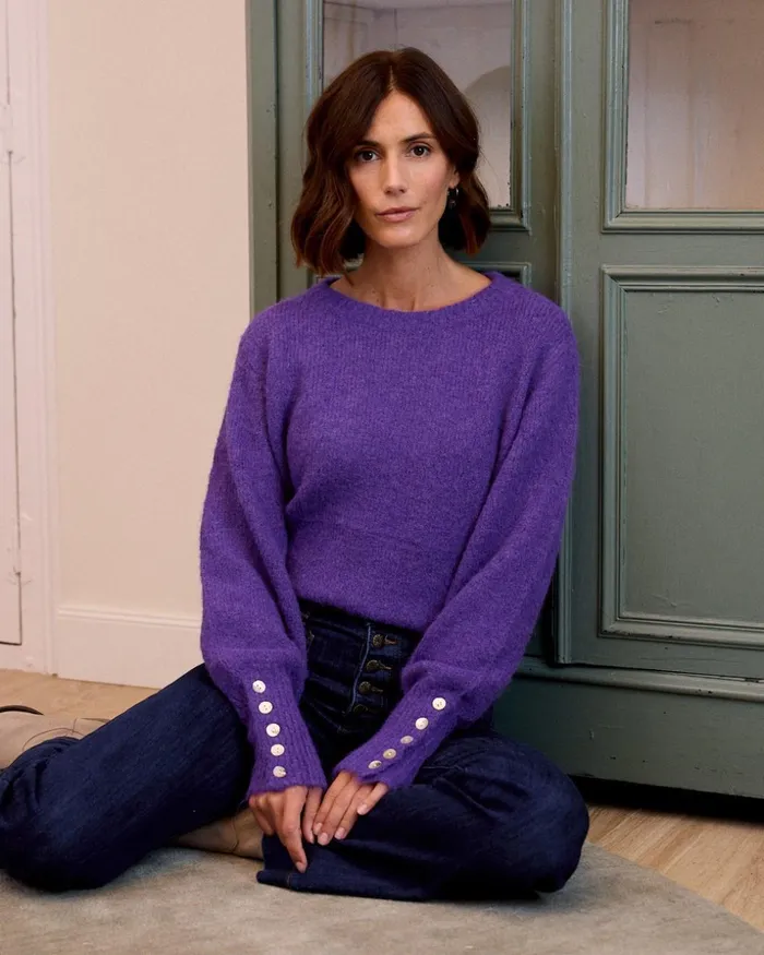 Polin Et Moi Sweater Violet Buttons Purple Women Cardigans And Sweaters Polin Et Moi Sweater Violet Buttons Purple Women Cardigans And Sweaters
