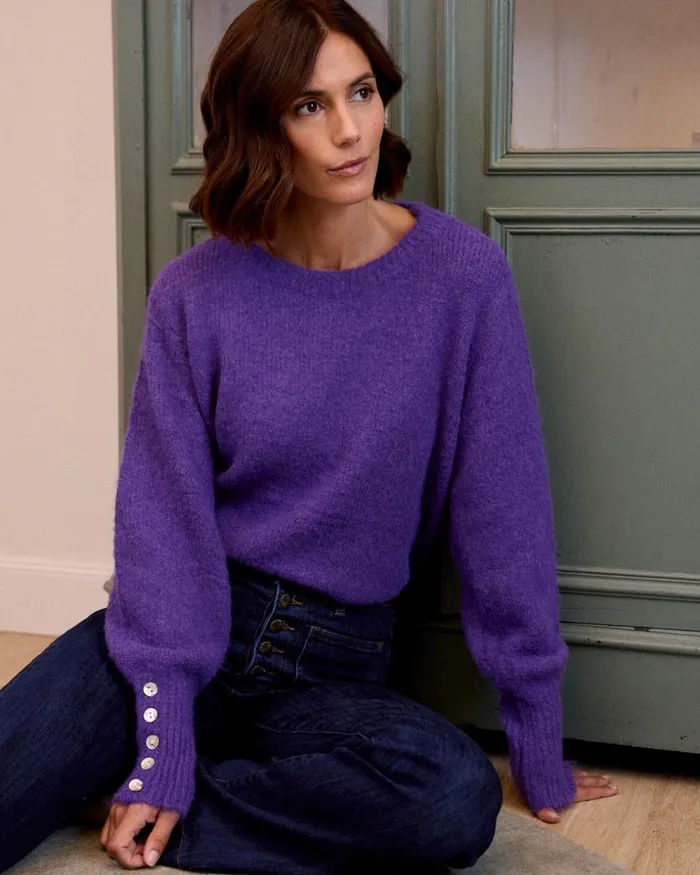 Polin Et Moi Sweater Violet Buttons Purple Women Cardigans And Sweaters Polin Et Moi Sweater Violet Buttons Purple Women Cardigans And Sweaters