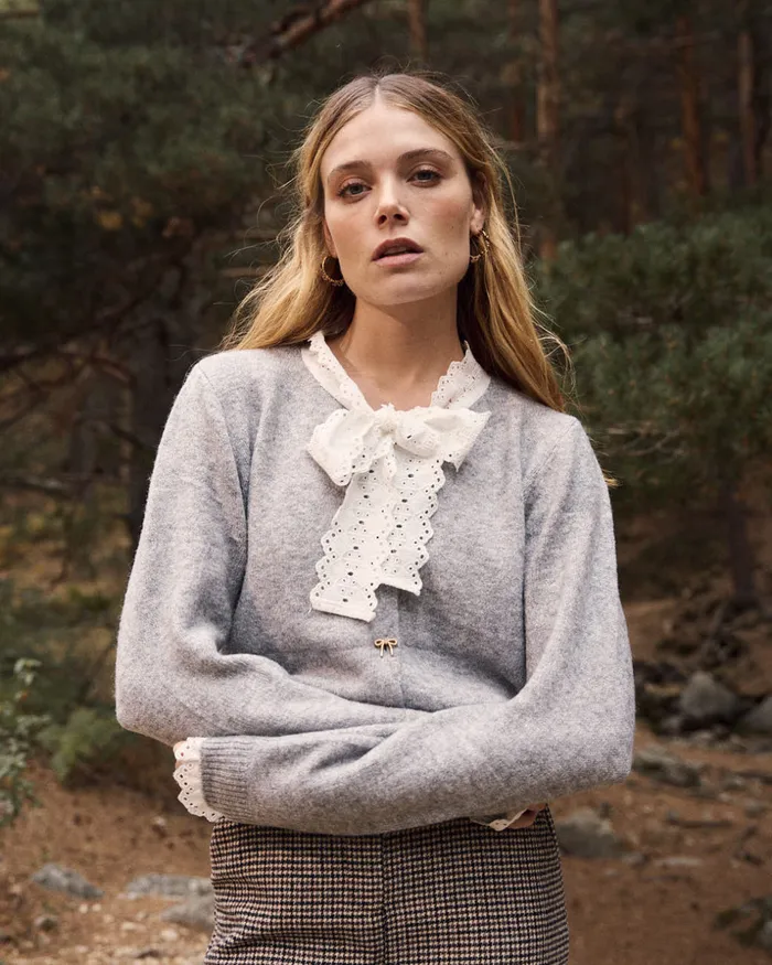 Polin Et Moi Sweater Yunia Ties Grey Women Cardigans And Sweaters