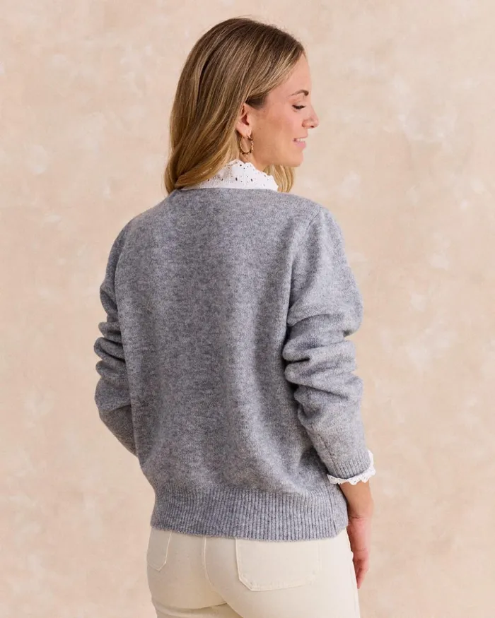 Polin Et Moi Sweater Yunia Ties Grey Women Cardigans And Sweaters Polin Et Moi Sweater Yunia Ties Grey Women Cardigans And Sweaters