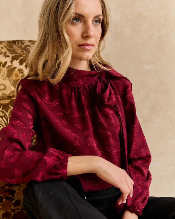 Polin Et Moi Trini Bow Blouse Bordeaux Women Blouses And Shirts Polin Et Moi Trini Bow Blouse Bordeaux Women Blouses And Shirts