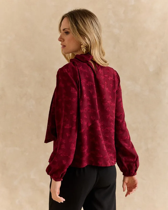Polin Et Moi Trini Bow Blouse Bordeaux Women Blouses And Shirts Polin Et Moi Trini Bow Blouse Bordeaux Women Blouses And Shirts