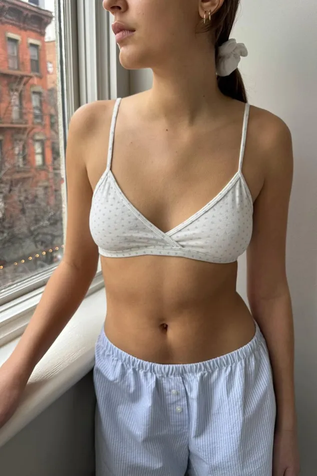 Polina Heart Bra Top Whitebabyblue Hearts Women Brandy Melville Intimates