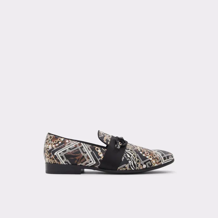 Popluxe Black Leather Print Men ALDO Loafers and SlipOns