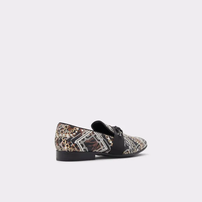 Popluxe Black Leather Print Men ALDO Loafers and SlipOns