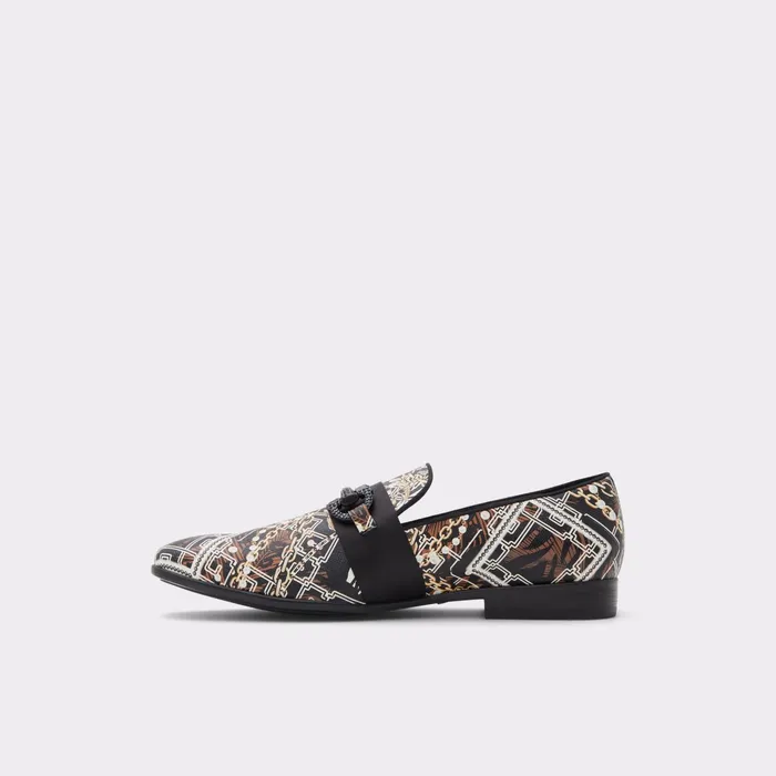 Popluxe Black Leather Print Men ALDO Loafers and SlipOns