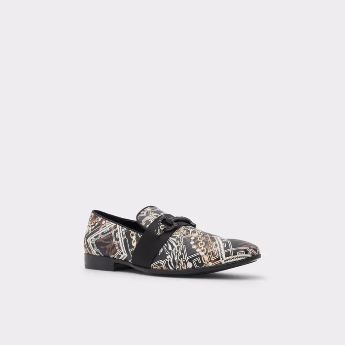 Popluxe Black Leather Print Men ALDO Loafers and SlipOns