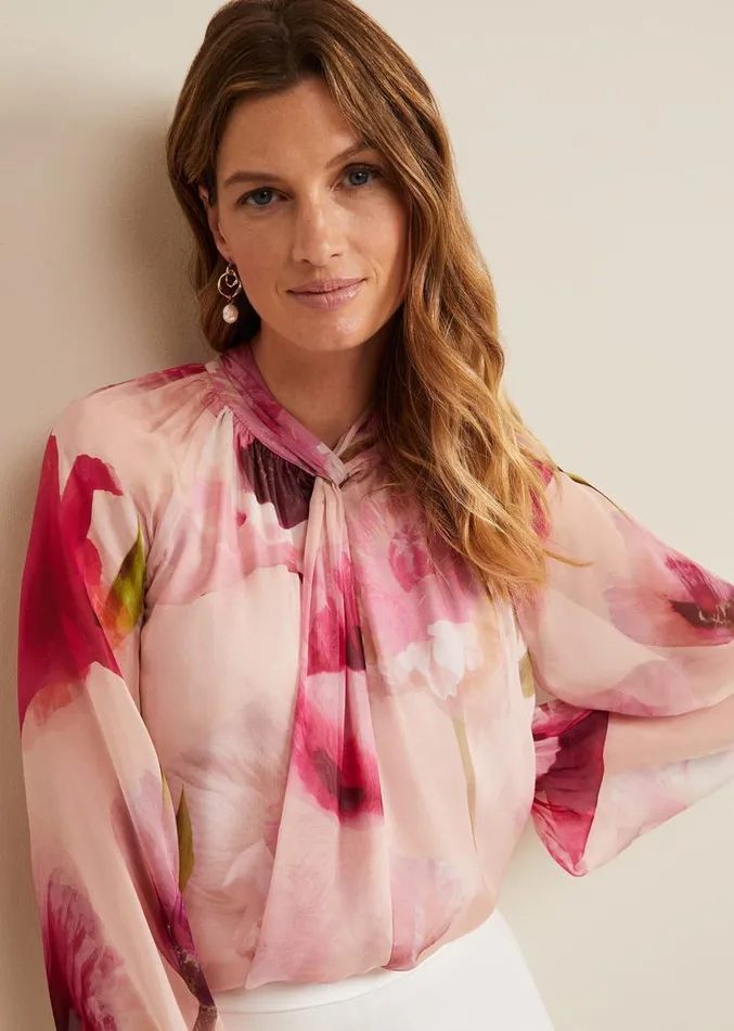 Poppy Silk Blouse Pale Pink Women Phase Eight Shirts and Blouses