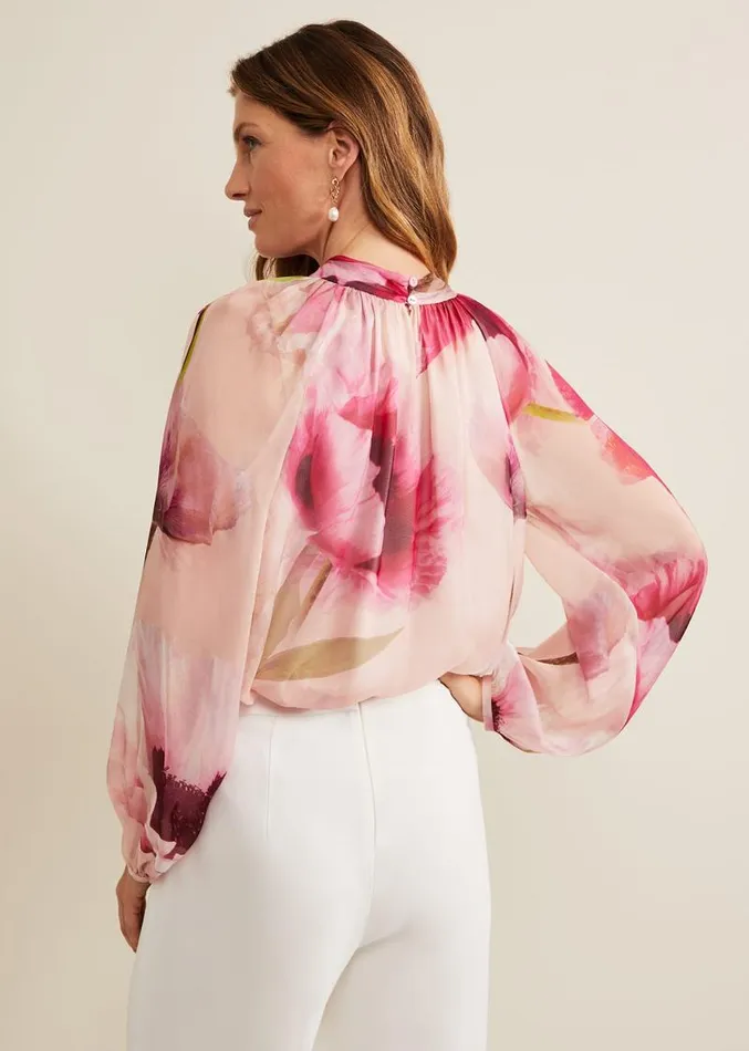 Poppy Silk Blouse Pale Pink Women Phase Eight Shirts and Blouses