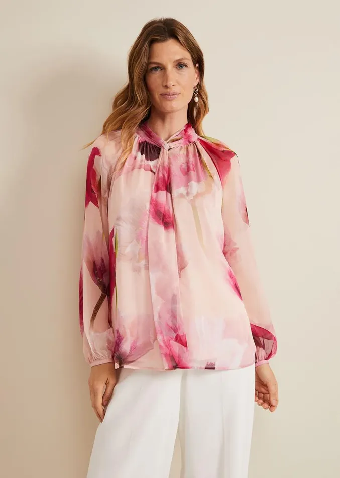 Poppy Silk Blouse Pale Pink Women Phase Eight Shirts and Blouses
