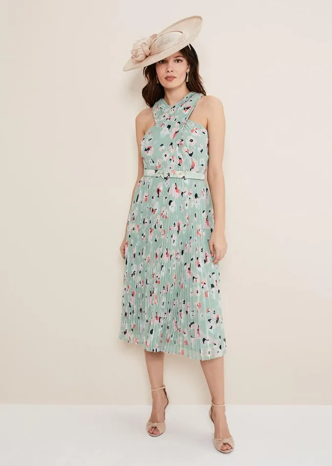 Portia Print Pleated Dress Peppermintmulti Women Phase Eight Dresses