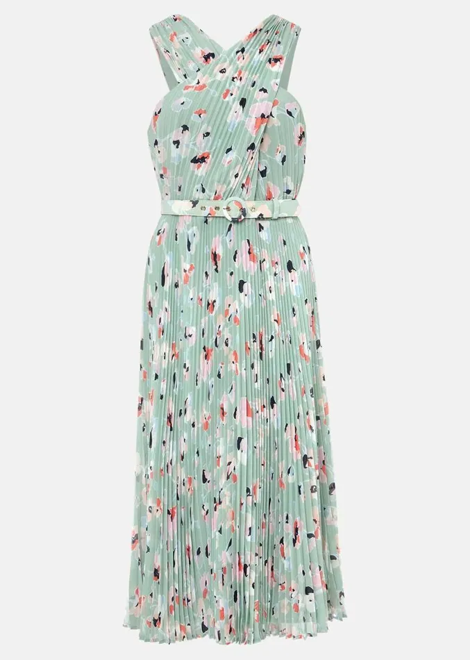 Portia Print Pleated Dress Peppermintmulti Women Phase Eight Dresses
